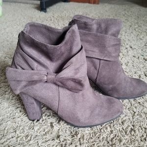 Brown suede booties